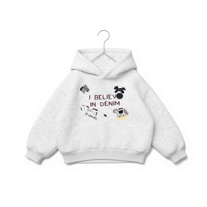 Boys Fleece-Lined Hoodie with Pony Design - Red & Grey Color Options