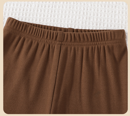 Girl's Pink and Brown Bow Decorated Sweatshirt and Leggings Outfit Set