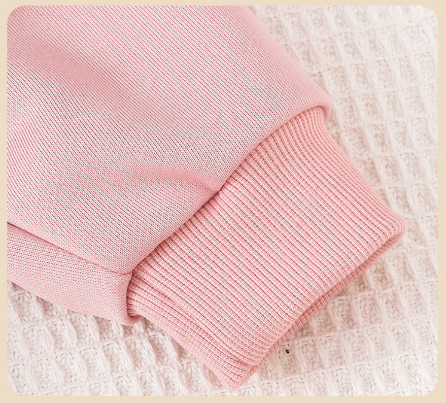 Girl's Pink and Brown Bow Decorated Sweatshirt and Leggings Outfit Set