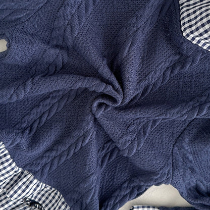 Girls Navy Blue Knit Cardigan and Flared Pants Fashion 2-Piece Set for 2T-8 Years