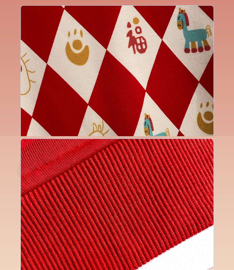 Boys Red Geometric Sweatshirt and Black Pants 2 Pieces Fleece Outfit Set