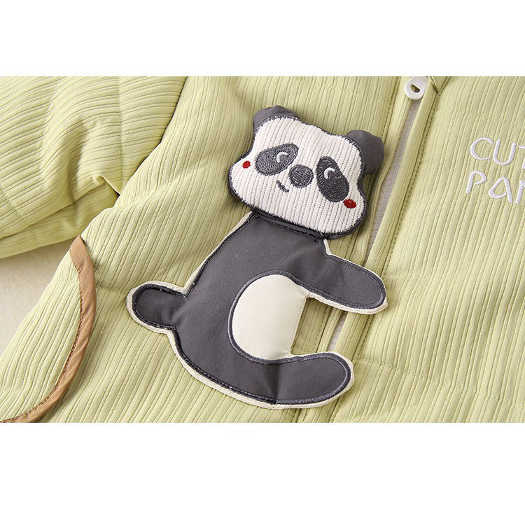 Baby Warm Padded Romper Olive Green One-Piece with Detachable Hood