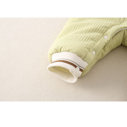 Baby Warm Padded Romper Olive Green One-Piece with Detachable Hood