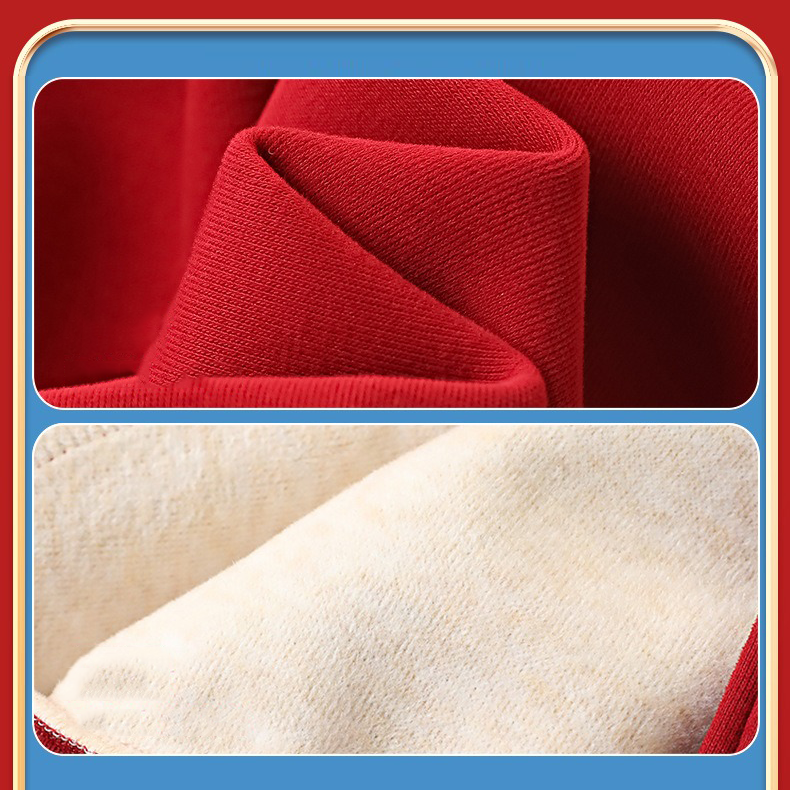 Classic Red & White Kids Embroidered Varsity Jacket Winter Fleece Coat