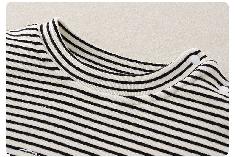 Baby Boy 2-Piece Set Hooded Quilted Top & Pants Outfit with Stripe & Cartoon Print