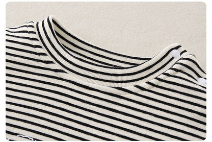 Baby Boy 2-Piece Set Hooded Quilted Top & Pants Outfit with Stripe & Cartoon Print