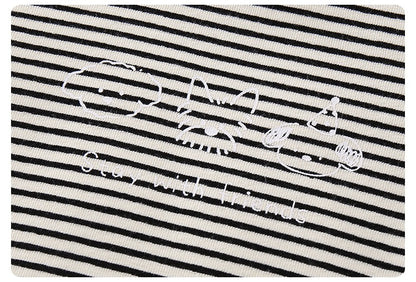 Baby Boy 2-Piece Set Hooded Quilted Top & Pants Outfit with Stripe & Cartoon Print