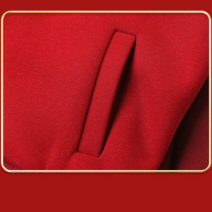 Classic Red & White Kids Embroidered Varsity Jacket Winter Fleece Coat