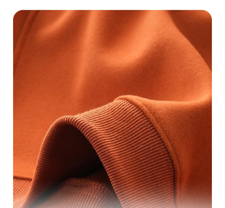 Boys Warm Fleece Hoodie Orange Half-Zip Pullover with h Letter Design