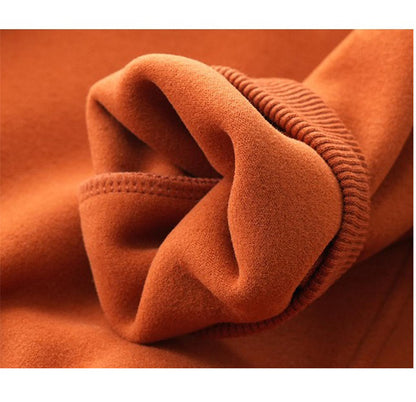 Boys Warm Fleece Hoodie Orange Half-Zip Pullover with h Letter Design