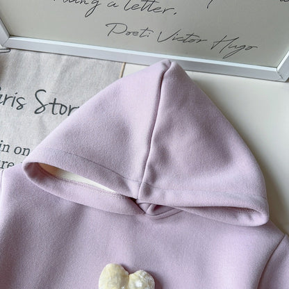 Girls' 2-Piece Winter Set Fleece-Lined Hoodie &amp; Lace Trim Joggers (Ages 3-8)