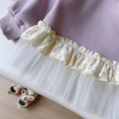 Girls' 2-Piece Winter Set Fleece-Lined Hoodie &amp; Lace Trim Joggers (Ages 3-8)