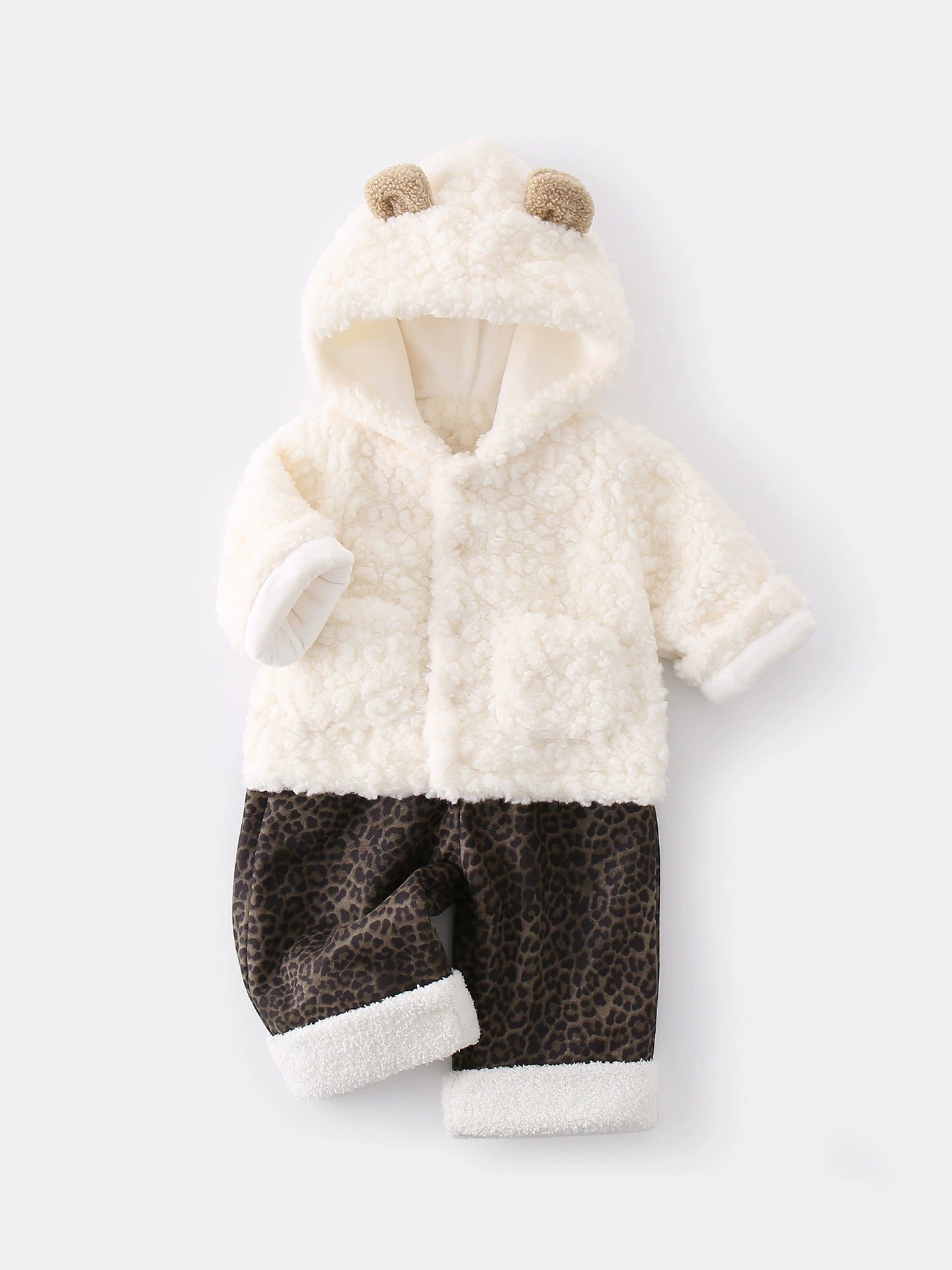 Baby and Toddler White Fleece Hoodie & Pants 2-Piece Outfit Set