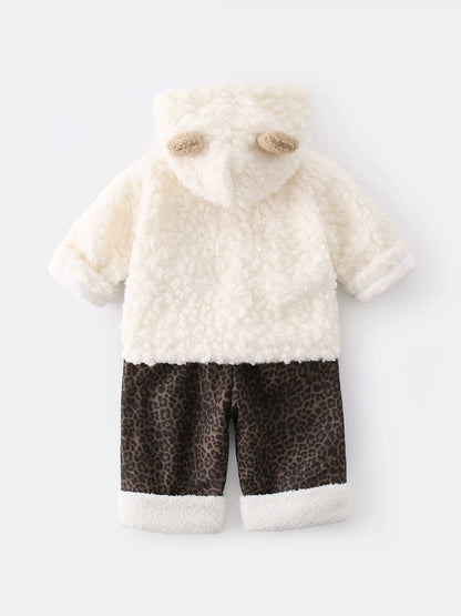 Baby and Toddler White Fleece Hoodie & Pants 2-Piece Outfit Set