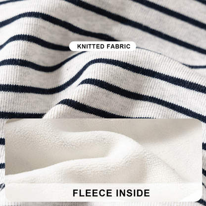 Boys Grey Stripe Fleece Sweatshirt Fashion Pullover with Little Pocket